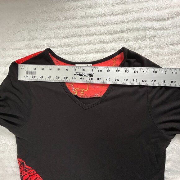 Parsley & Sage Womens V-Neck Black Abstract Print 3/4 Sleeve Tunic Top Medium - Picture 5 of 7